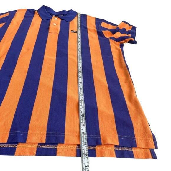 Rowing Blazers Mens Pique Striped Polo Orange Purple Size L NWT Preppy Eclectic - Picture 11 of 12